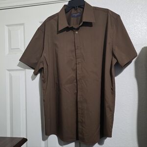 Soft Business Shortsleeve Brown Dress Shirt |  XL